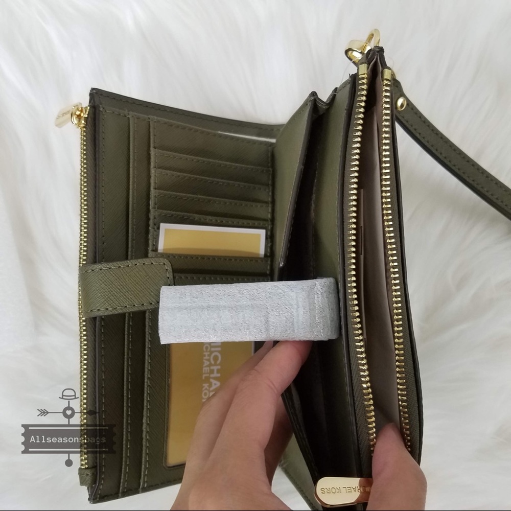 Michael Kors double zip Wrislet wallet brown olive - Picture 5 of 8